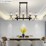Retro Black Crystal Pendant Light For Dining Room - Conical Island Ceiling