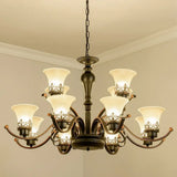 Retro Black Glass Flare Chandelier - Cream Pendant Light For Living Room 12 /