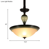 Retro Bowl Semi Flush Mount Light With Frosted Glass - Black 3 Bulb Flushmount Lighting