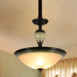 Retro Bowl Semi Flush Mount Light With Frosted Glass - Black 3 Bulb Flushmount Lighting