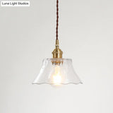Retro Clear Glass Shade Ceiling Light Brass 1 Small Hanging Lamp For Living Room