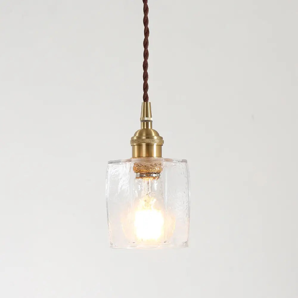 Retro Clear Glass Shade Ceiling Light Brass 1 Small Hanging Lamp For Living Room / 4
