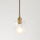 Retro Clear Glass Shade Ceiling Light Brass 1 Small Hanging Lamp For Living Room / 4