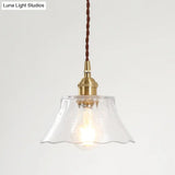 Retro Clear Glass Shade Ceiling Light Brass 1 Small Hanging Lamp For Living Room