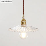 Retro Clear Glass Shade Ceiling Light Brass 1 Small Hanging Lamp For Living Room