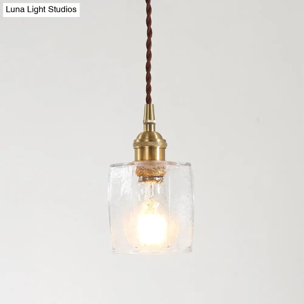 Retro Clear Glass Shade Ceiling Light Brass 1 Small Hanging Lamp For Living Room