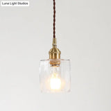 Retro Clear Glass Shade Ceiling Light Brass 1 Small Hanging Lamp For Living Room