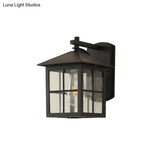 Retro Clear Glass Wall Sconce Light - 1-Light Outdoor Courtyard Mount
