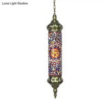 Retro Colorful Glass Bronze Tube Pendant Light - 1/4 Heads Ceiling Fixture For Living Room
