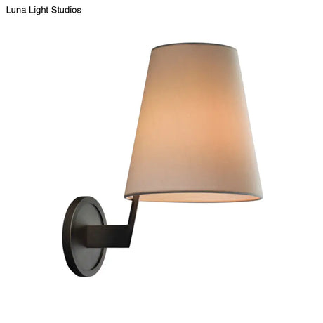 Retro Conic Sconce Lighting Fixture - Black Wall Mounted Light With Fabric Shade