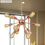 Retro Copper/Chrome Chandelier - Stylish 9/12 Lights Pendant Light For Over Table