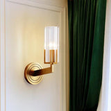 Retro Crystal Ribbed Wall Lamp With Brass Flush Sconce For Living Room - 1/2 Lights 1 /