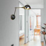 Retro Dome Wall Sconce - Brass/Chrome Swing Arm Metal Lighting For Bathroom Chrome / 8+8