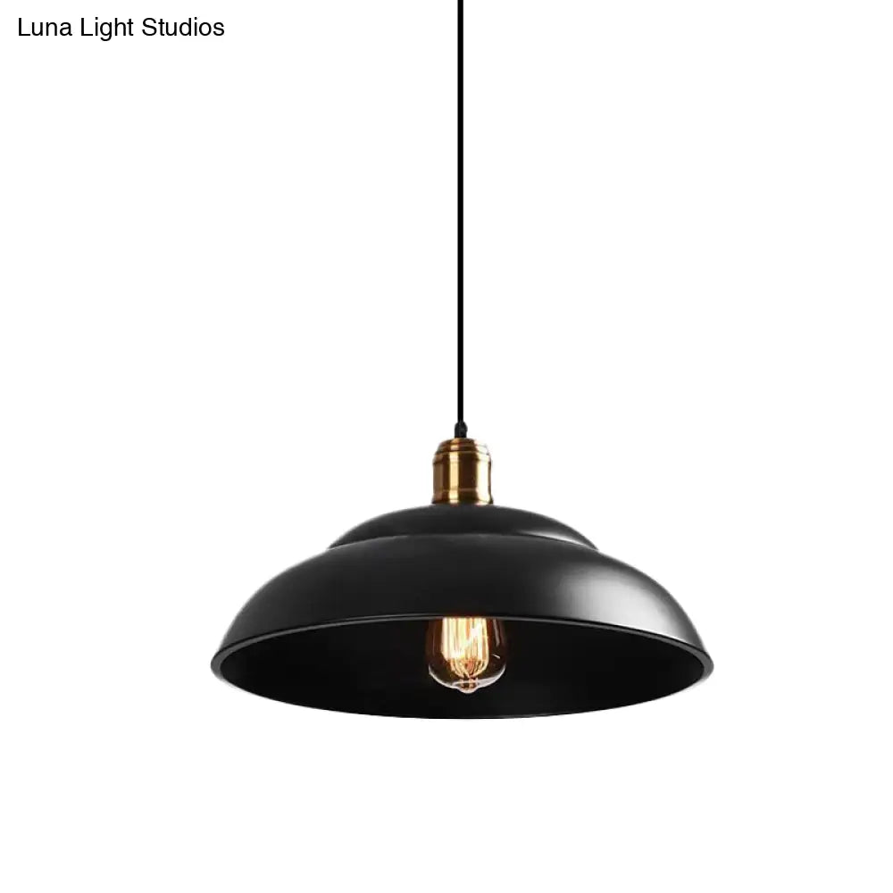 Retro Double Bubble Pendant Lamp: Metallic 1-Light Hanging Ceiling Light In Black/White For Coffee