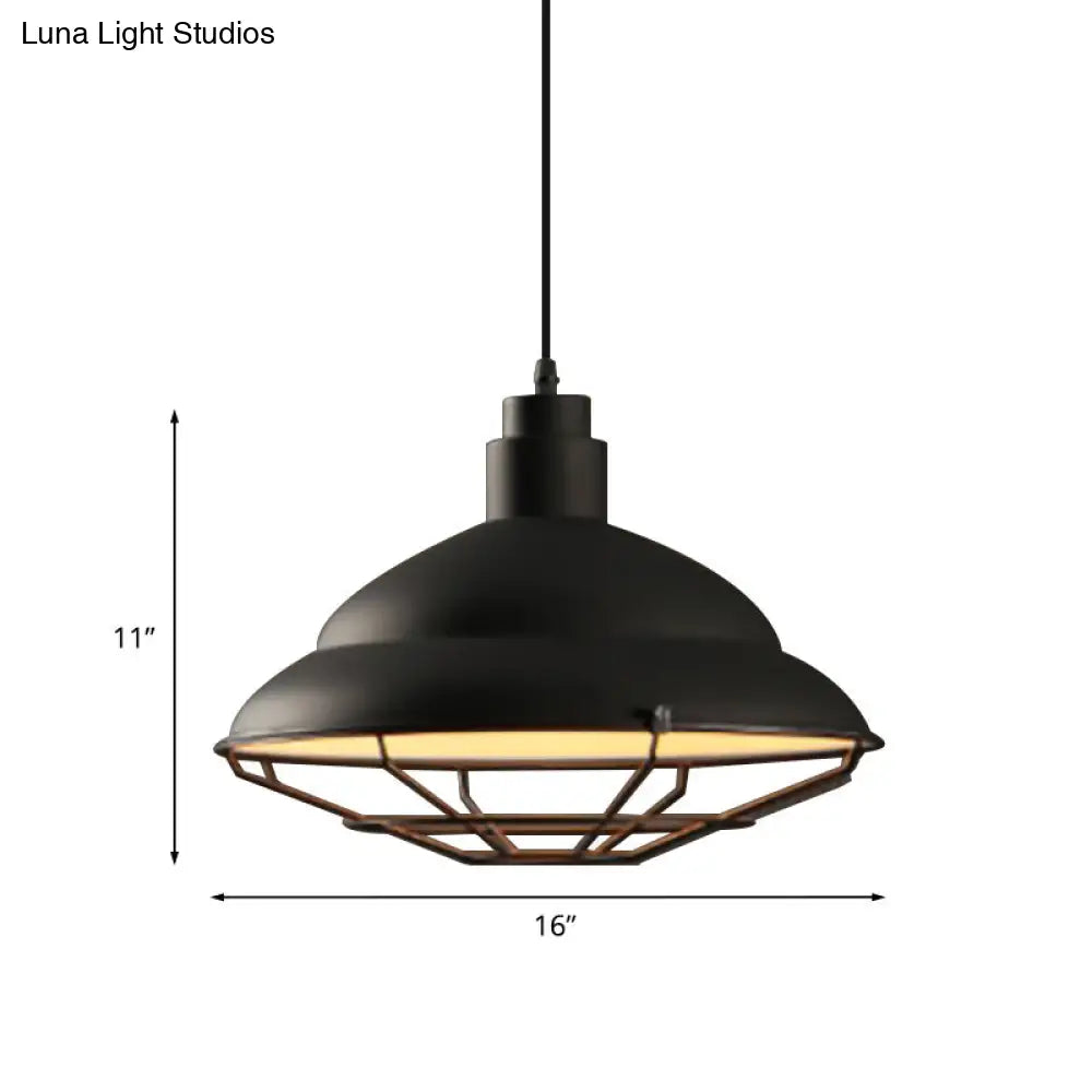 Retro Double Bubble Pendant Lamp: Metallic 1-Light Hanging Ceiling Light In Black/White For Coffee
