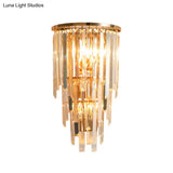 Retro Gold Waterfall Sconce Wall Mounted Crystal Lighting For Hallway (3 Lights)