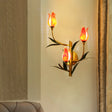 Retro Gradient Pink/Red Tulip Sconce - 3-Light Wall Lighting For Stylish Living Room Decor Red