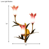 Retro Gradient Pink/Red Tulip Sconce - 3-Light Wall Lighting For Stylish Living Room Decor