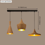Retro Industrial 3-Light Beige Rope Pendant For Dining Room
