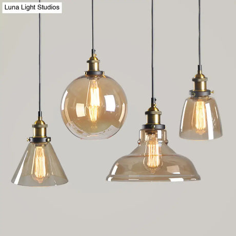 Retro Industrial Glass Pendant Lights For Bars - 1-Light Hanging Fixtures