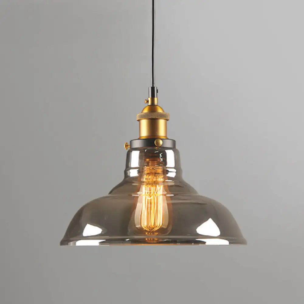 Retro Industrial Glass Pendant Lights For Bars - 1-Light Hanging Fixtures Smoke Gray / 11