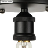 Retro Industrial Metal Black/Brass Finish Ceiling Lighting - Exposed Bulb Semi Flush Mount Light