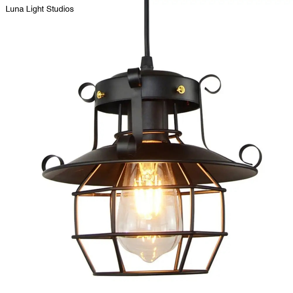Retro Industrial Metal Cage Hanging Light - Perfect For Coffee Shops