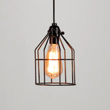 Retro Industrial Metal Cage Pendant Light Fixture - 1-Light Ceiling Hanging For Restaurants Black /