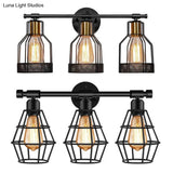 Retro Industrial Metal Cage Vanity Wall Light - 3 Fixture