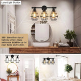 Retro Industrial Metal Cage Vanity Wall Light - 3 Fixture