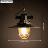 Retro Industrial Metal Hanging Light Kit - 1 Caged Pendant With Chain Perfect For Restaurants