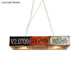 Retro Industrial Metal Pendant Light - 5 Bulbs Rectangle Shape Ideal For Dining Table