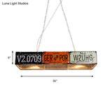 Retro Industrial Metal Pendant Light - 5 Bulbs Rectangle Shape Ideal For Dining Table