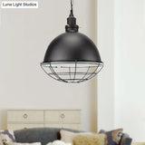 Retro Industrial Metal Pendant Light - Bowl Shade 1 Bulb Black/White/Red Indoor Ceiling With Wire