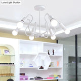 Retro Industrial Metal Semi Flush Mount Ceiling Light With Exposed Bulb - 3/5/6 Heads Dining Room