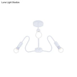 Retro Industrial Metal Semi Flush Mount Ceiling Light With Exposed Bulb - 3/5/6 Heads Dining Room
