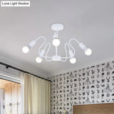 Retro Industrial Metal Semi Flush Mount Ceiling Light With Exposed Bulb - 3/5/6 Heads Dining Room