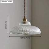 Retro Industrial Pendant Lighting - 1 Light Prismatic Glass Dome Perfect For Living Room