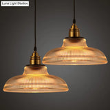 Retro Industrial Pendant Lighting - 1 Light Prismatic Glass Dome Perfect For Living Room