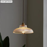 Retro Industrial Pendant Lighting - 1 Light Prismatic Glass Dome Perfect For Living Room