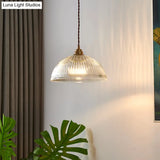 Retro Industrial Pendant Lighting - 1 Light Prismatic Glass Dome Perfect For Living Room