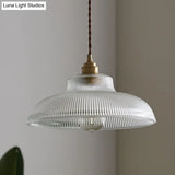 Retro Industrial Pendant Lighting - 1 Light Prismatic Glass Dome Perfect For Living Room