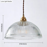 Retro Industrial Pendant Lighting - 1 Light Prismatic Glass Dome Perfect For Living Room