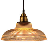 Retro Industrial Ribbed Glass Dome Pendant Lamp - 1-Light Design For Restaurants Clear