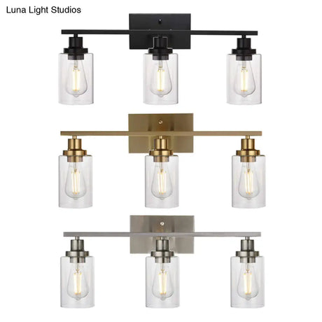 Retro Industrial Style Glass 3-Light Cylinder Vanity Wall Light Fixtures