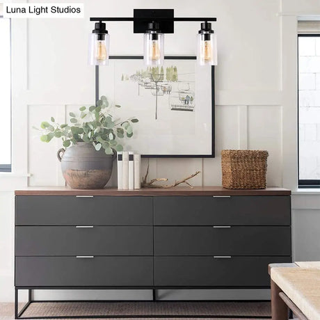 Retro Industrial Style Glass 3-Light Cylinder Vanity Wall Light Fixtures