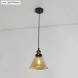 Retro Industrial Style Glass Ceiling Fixture - 1 Light For Restaurants
