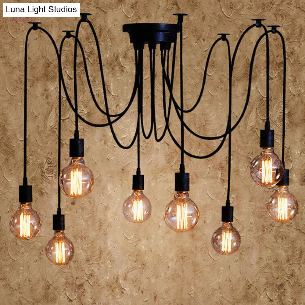 Retro Industrial Style Multi-Head Hanging Light: Spider Shaped Pendant Lamp For Bar