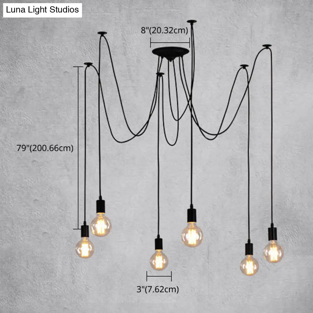 Retro Industrial Style Multi-Head Hanging Light: Spider Shaped Pendant Lamp For Bar