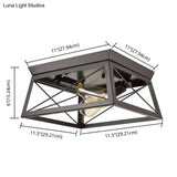 Retro Industrial Wrought Iron Ceiling Light With Black Frame